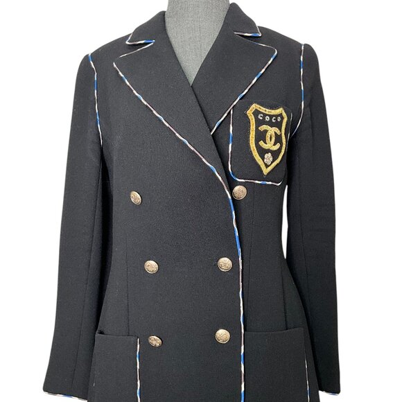 CHANEL 2005 COCO CC Logo Crest Jacket Size 40 - Picture 1 of 6